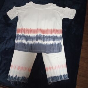 Stylish Tie-Dye Pantsuit in White, Pink, and Blue